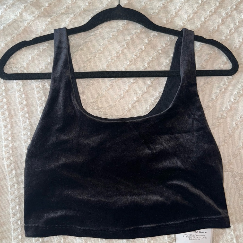 Athleta Velvet Cut Out Crop A-C, Size S, Black